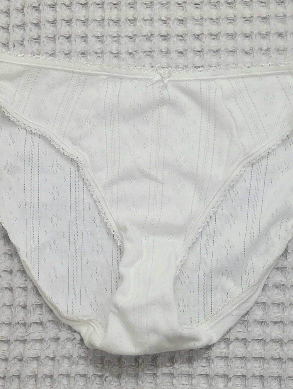 Gilligan & O'Malley White Eyelet Cotton Bikini Panties Small